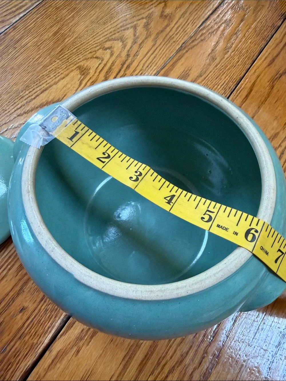 Rare Vintage Harper J Ransburg turquoise lidded cookie jar. Yellow floral.